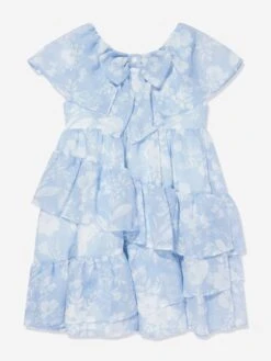 Girls Ruffle Dress In Blue
