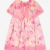 Girls Floral Party Dress In Pink -Monna Clothing Shop PATS4080 PINK FLORAL 1