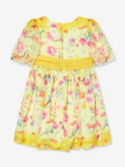 Girls Floral Party Dress In Yellow -Monna Clothing Shop PATS4081 YELLOW FLORAL 2