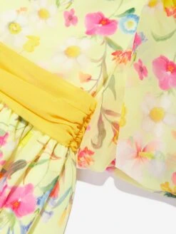 Girls Floral Party Dress In Yellow -Monna Clothing Shop PATS4081 YELLOW FLORAL 3