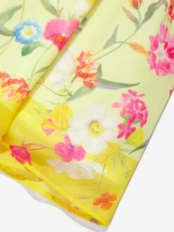 Girls Floral Party Dress In Yellow -Monna Clothing Shop PATS4081 YELLOW FLORAL 4