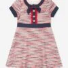 Girls Jacquard Yacht Club Dress In Multicolour -Monna Clothing Shop PATS4084 NAVY RED JACQUARD 1