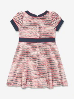 Girls Jacquard Yacht Club Dress In Multicolour -Monna Clothing Shop PATS4084 NAVY RED JACQUARD 2