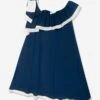 Girls Ruffle Yacht Club Dress In Navy