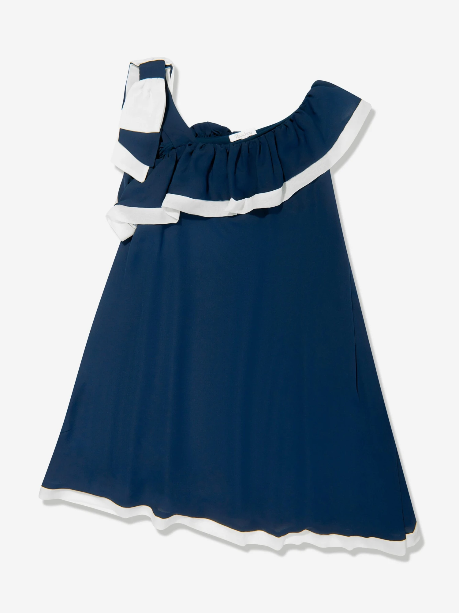Girls Ruffle Yacht Club Dress In Navy 3 Girls Ruffle Yacht Club Dress In Navy