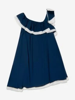 Girls Ruffle Yacht Club Dress In Navy 9 Girls Ruffle Yacht Club Dress In Navy -Monna Clothing Shop PATS4086 MARINE 2