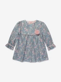 Girls Flower Dress In Blue