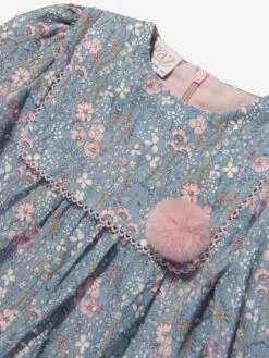 Girls Flower Dress In Blue -Monna Clothing Shop PAZA3017 BLUE 4