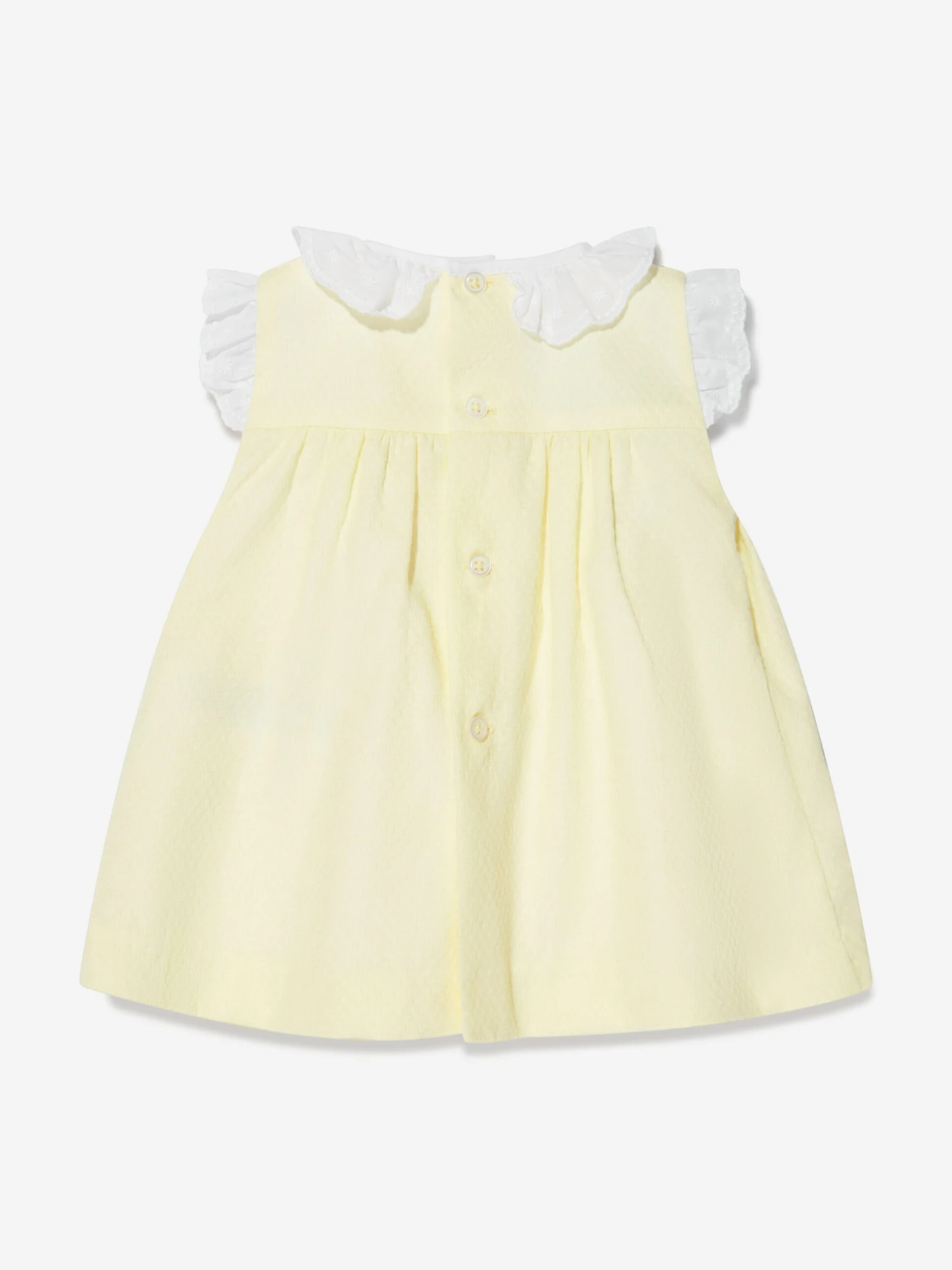 Baby Girls Cotton Smocked Dress In Yellow 4 Baby Girls Cotton Smocked Dress In Yellow - Image 2