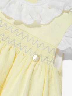 Baby Girls Cotton Smocked Dress In Yellow 8 Baby Girls Cotton Smocked Dress In Yellow -Monna Clothing Shop PAZS4011 YELLOW 3