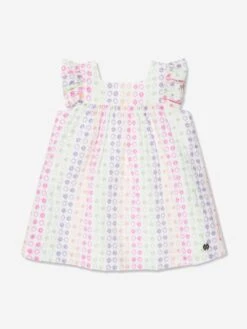 Girls Cotton Embroidered Dress In Multicolour