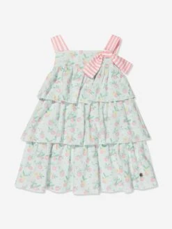 Girls Tiered Apple Dress In Green