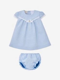 Baby Girls Dress With Knickers Set In Blue