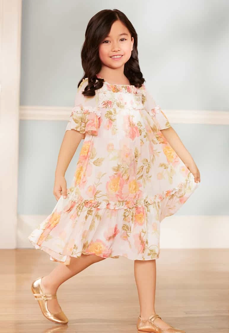 Needle & Thread Girls Peony Promise Chiffon Dress In Multicolour 4 Needle & Thread Girls Peony Promise Chiffon Dress In Multicolour - Image 2