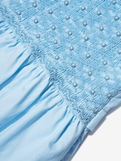 Girls Rose Smocked Dress In Blue -Monna Clothing Shop RACA3008 BLU 3