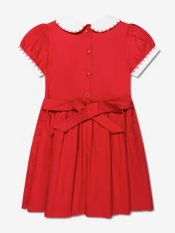 Girls Classic Smocked Dress In Red -Monna Clothing Shop RACA3010 RED 2