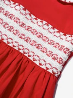 Girls Classic Smocked Dress In Red -Monna Clothing Shop RACA3010 RED 4