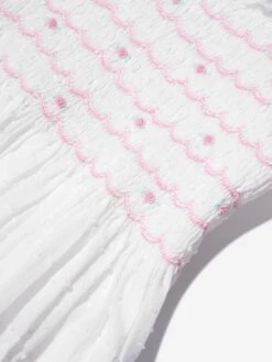 Girls Swiss Dot Smocked Dress In Ivory -Monna Clothing Shop RACA3011 IVR 3