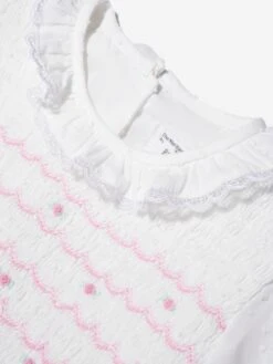 Girls Swiss Dot Smocked Dress In Ivory -Monna Clothing Shop RACA3011 IVR 4