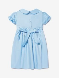 Baby Girls Rose Smocked Dress And Bloomers In Blue 8 Baby Girls Rose Smocked Dress And Bloomers In Blue -Monna Clothing Shop RACA3012 BLU 3
