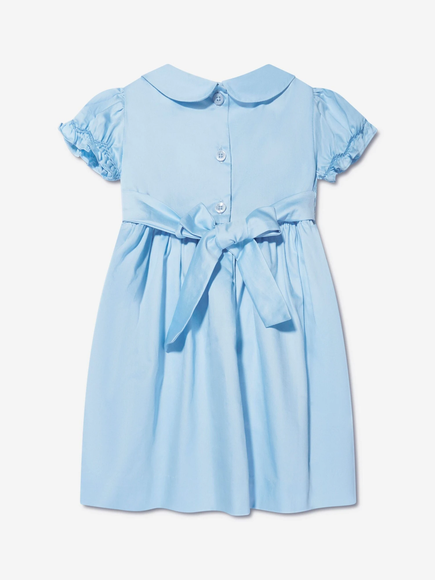 Baby Girls Rose Smocked Dress And Bloomers In Blue 5 Baby Girls Rose Smocked Dress And Bloomers In Blue - Image 3