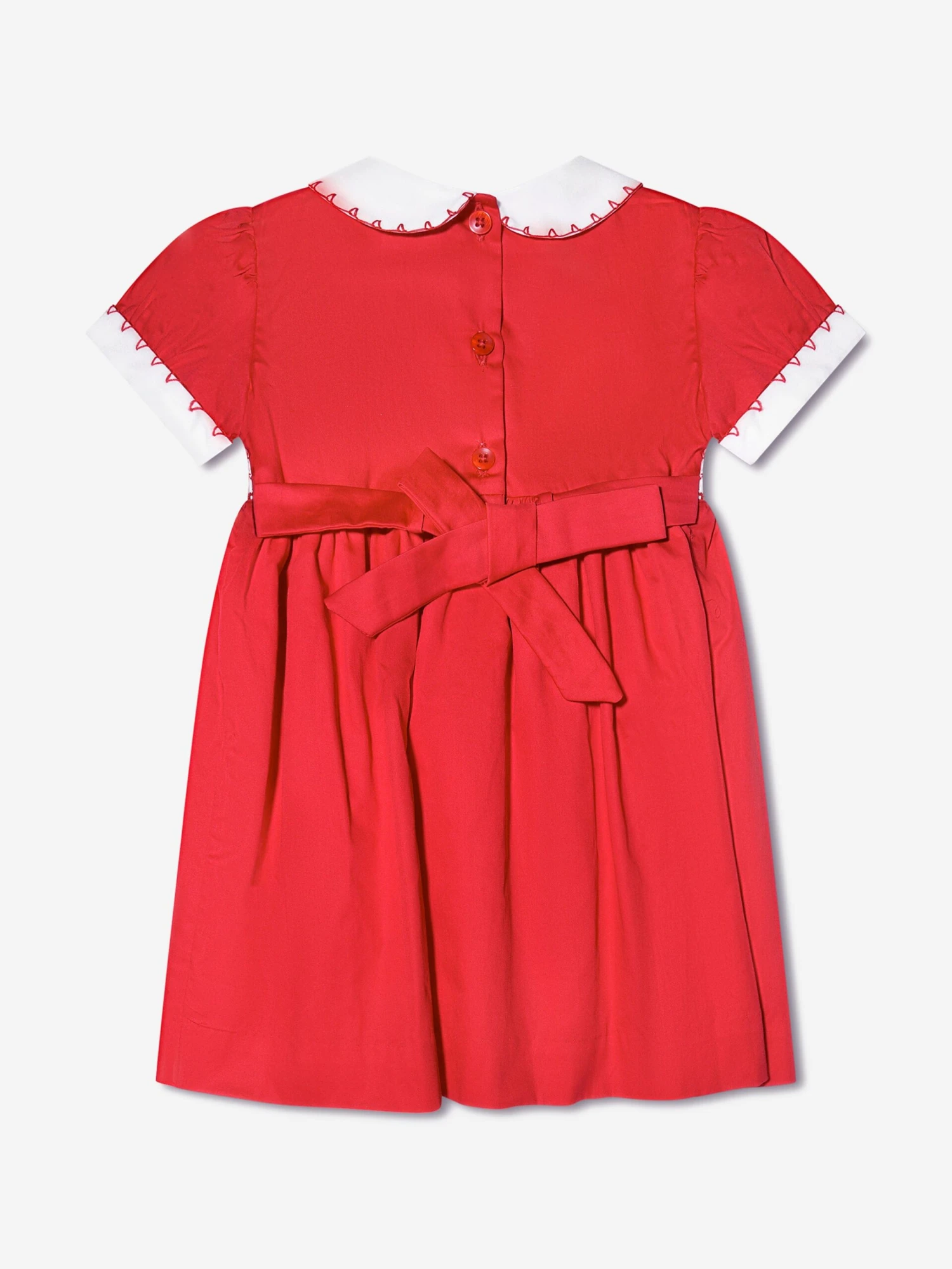 Baby Girls Classic Smocked Dress And Bloomers In Red 5 Baby Girls Classic Smocked Dress And Bloomers In Red - Image 3