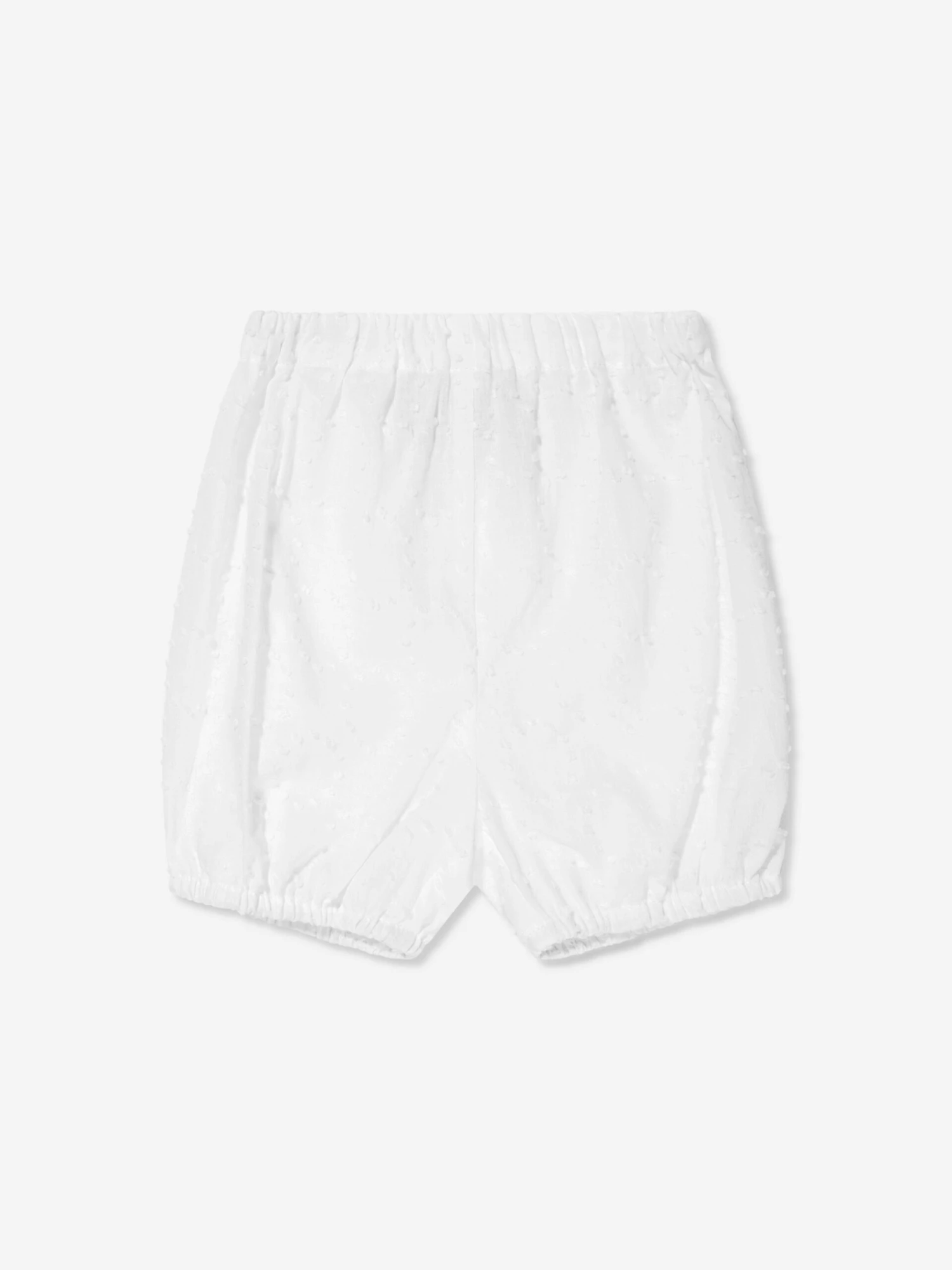 Baby Girls Swiss Dot Smocked Dress And Bloomers In Ivory 6 Baby Girls Swiss Dot Smocked Dress And Bloomers In Ivory - Image 4