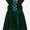 Girls Tartan Bow Velvet Dress In Green 1 Girls Tartan Bow Velvet Dress In Green -Monna Clothing Shop RACA3026 GREEN 1