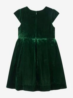 Girls Tartan Bow Velvet Dress In Green 9 Girls Tartan Bow Velvet Dress In Green -Monna Clothing Shop RACA3026 GREEN 2