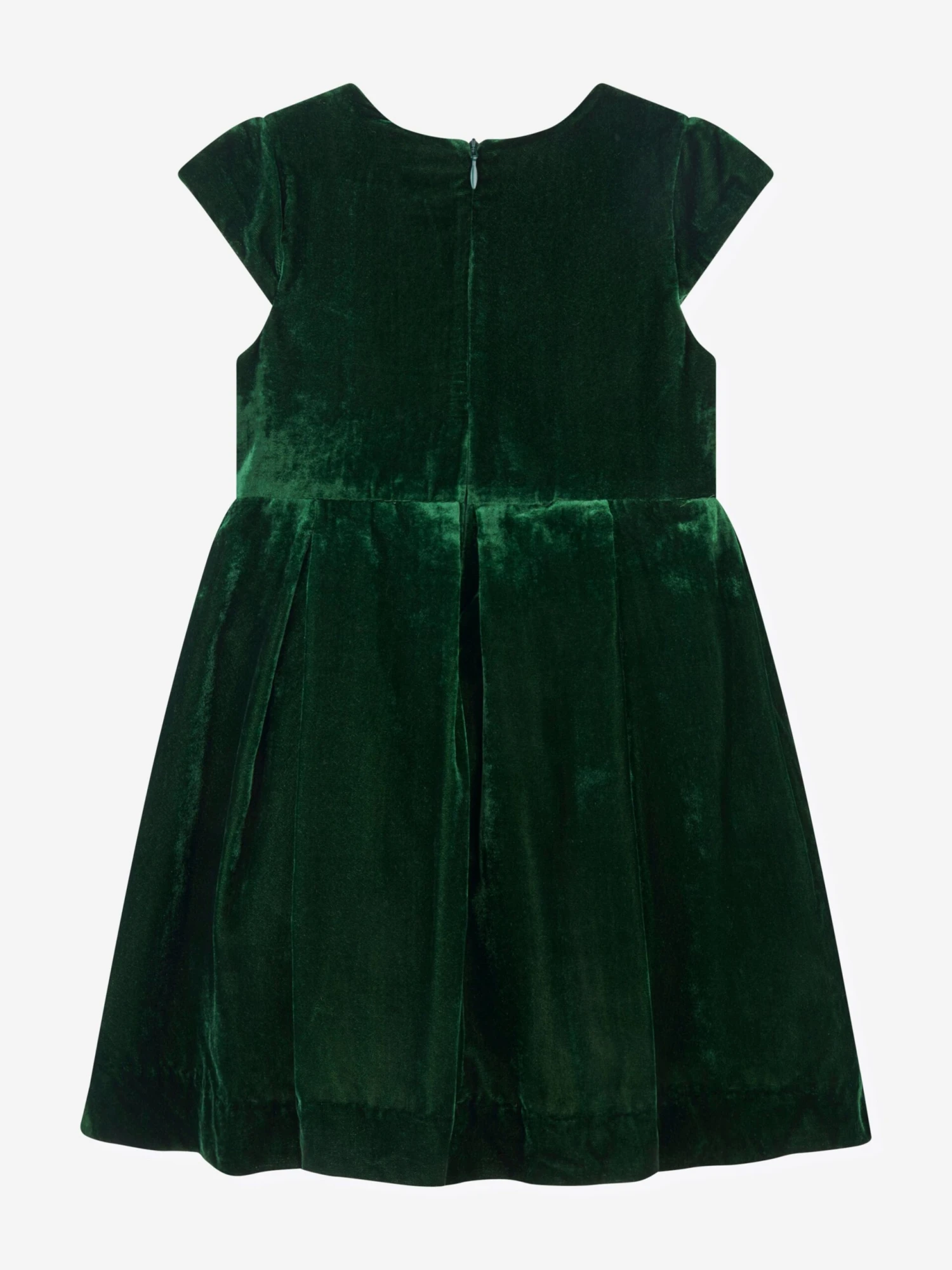 Girls Tartan Bow Velvet Dress In Green 5 Girls Tartan Bow Velvet Dress In Green - Image 3