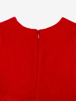 Girls Tartan Bow Velvet Dress In Red -Monna Clothing Shop RACA3027 RED 4