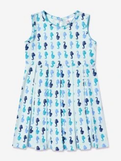 Girls Seahorse Dress In Blue
