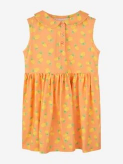 Girls Pineapple Dress In Orange