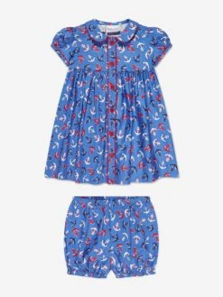 Baby Girls Anchor Shirt Dress And Bloomers In Blue
