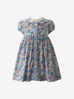 Baby Girls Rose Dress And Bloomers In Blue