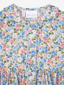 Girls Rose Button Front Dress In Blue -Monna Clothing Shop RACS4033 BLUE 4