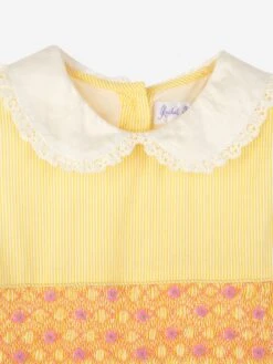 Girls Pinstripe Smocked Dress In Yellow -Monna Clothing Shop RACS4037 YELLOW 3