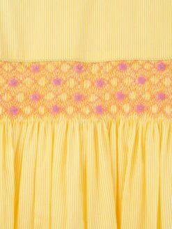 Girls Pinstripe Smocked Dress In Yellow -Monna Clothing Shop RACS4037 YELLOW 4