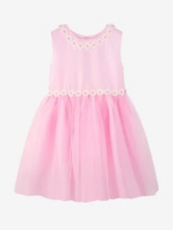 Baby Girls Daisy Tulle Dress In Pink
