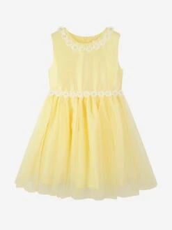 Girls Daisy Tulle Dress In Yellow