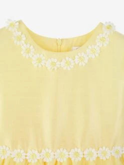 Girls Daisy Tulle Dress In Yellow -Monna Clothing Shop RACS4060 YELLOW 3