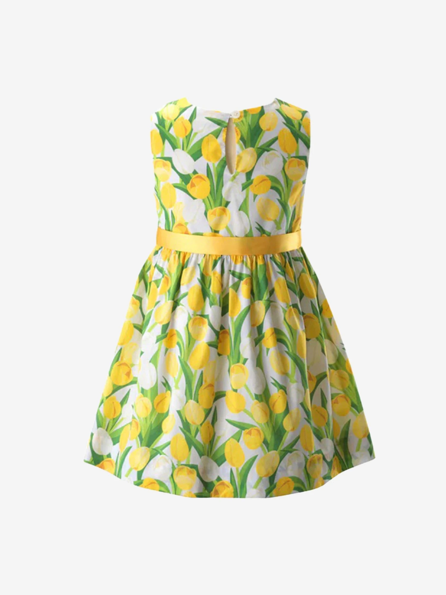 Girls Tulip Sash Dress In Yellow 5 Girls Tulip Sash Dress In Yellow - Image 3