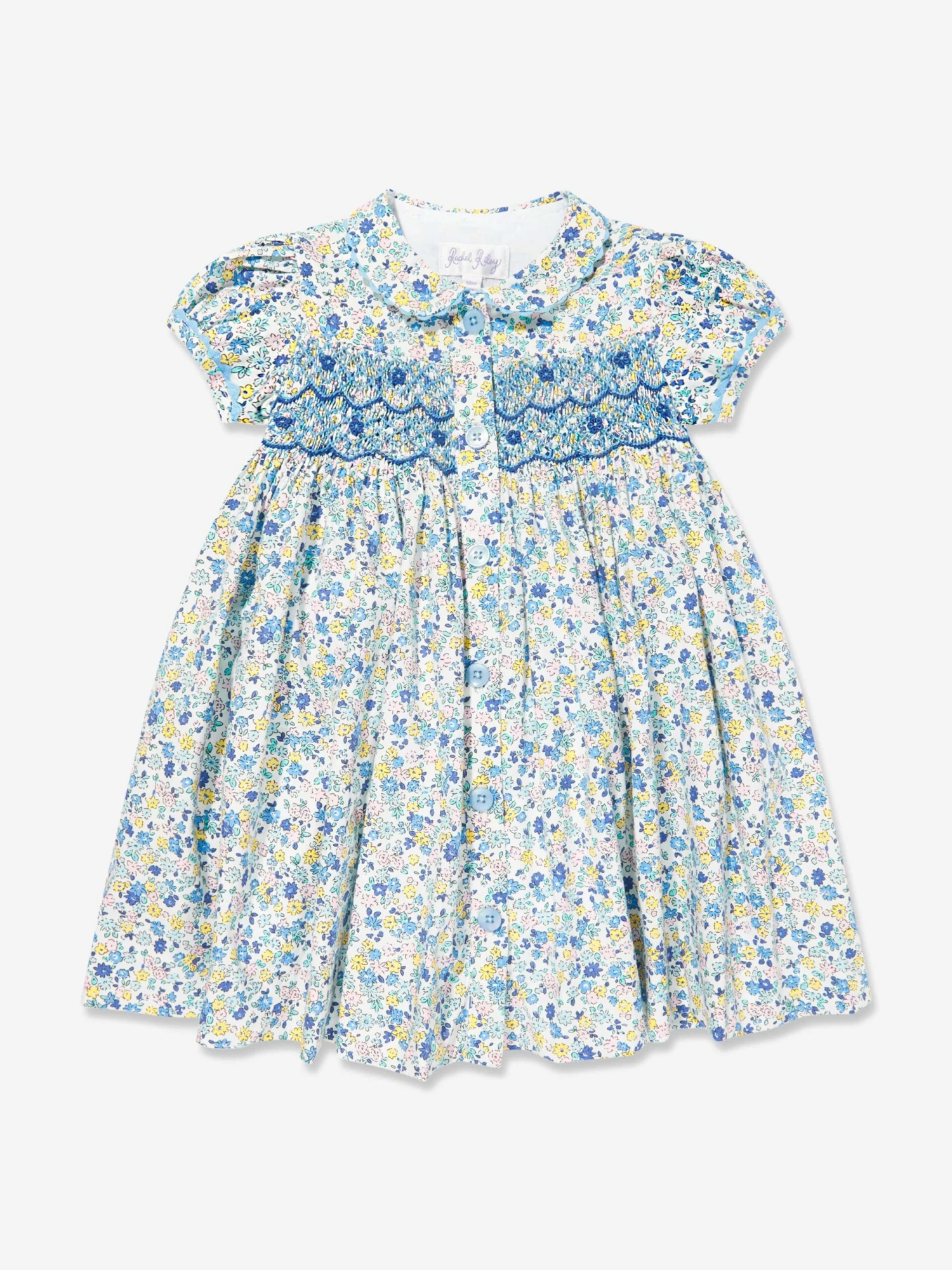 Baby Girls Floral Smocked Dress And Bloomers In Multicolour 4 Baby Girls Floral Smocked Dress And Bloomers In Multicolour - Image 2