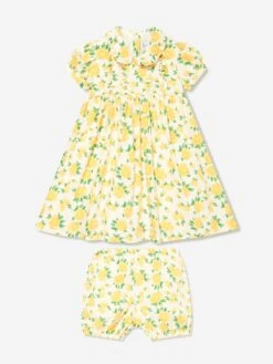 Baby Girls Marigold Dress And Bloomers In Yellow