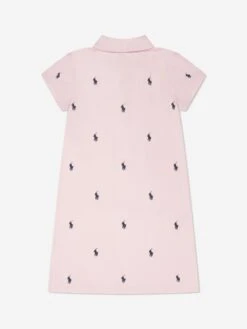 Girls Embroidered Polo Dress In Pink -Monna Clothing Shop RALA3245 HINT OF PINK 2