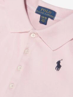 Girls Embroidered Polo Dress In Pink -Monna Clothing Shop RALA3245 HINT OF PINK 3