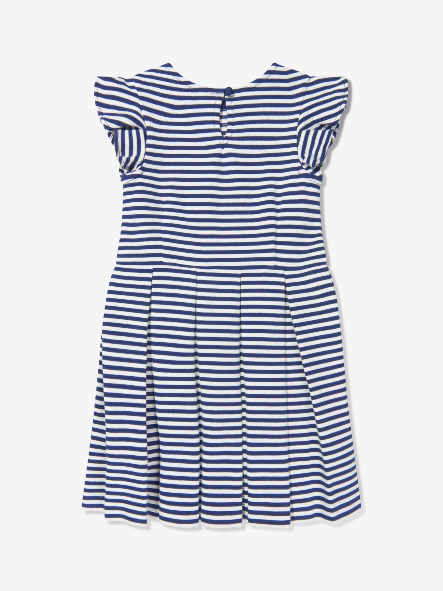 Girls Striped Ruffle Dress In Navy 4 Girls Striped Ruffle Dress In Navy - Image 2