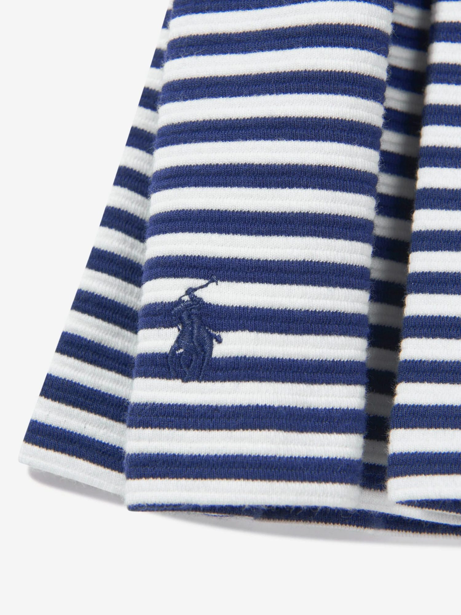 Girls Striped Ruffle Dress In Navy 5 Girls Striped Ruffle Dress In Navy - Image 3