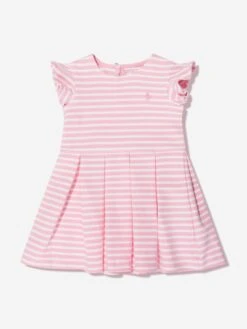 Baby Girls Striped Ruffle Dress In Pink -Monna Clothing Shop RALS4049 COURSE PINK W WHITE 2
