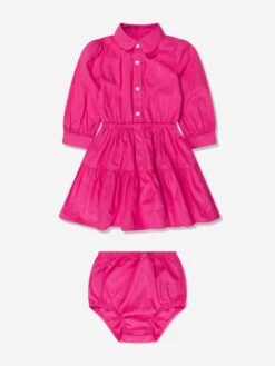 Girls Tiered Shirt Dress In Pink 14 Girls Tiered Shirt Dress In Pink -Monna Clothing Shop RALS4074 BRIGHT PINK 5